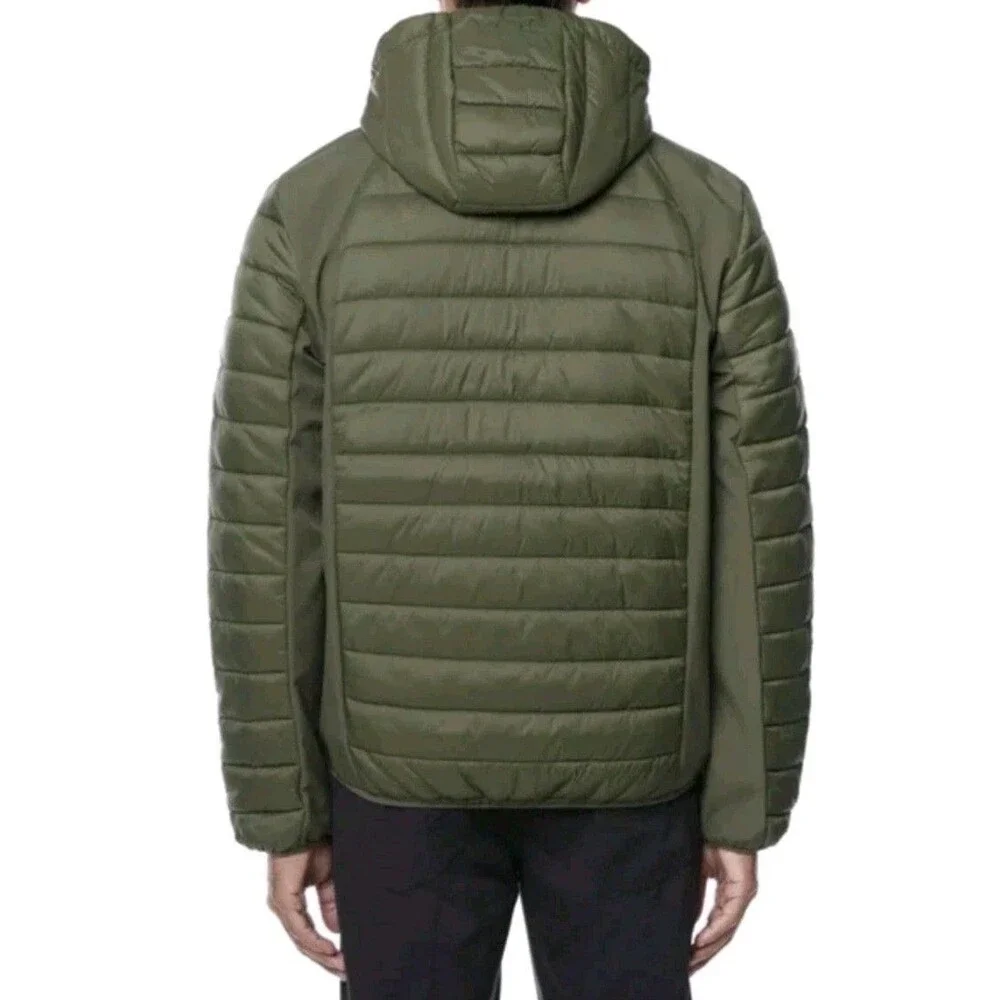 Merrell Men's Hooded Mixed Media Puffer Softshell Jacket,‎ Green, XL